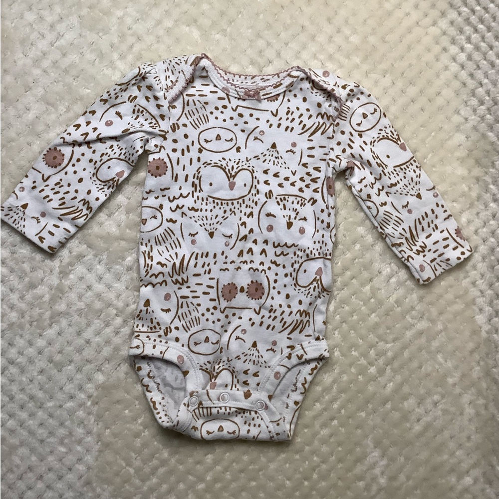 Carters Brown Owl Pattern BodySuit 3 months 3M